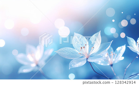 一朵淡淡的、光芒四射的、奇妙的花的特寫 128342914