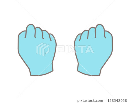 握緊的拳頭，淺藍色 128342938