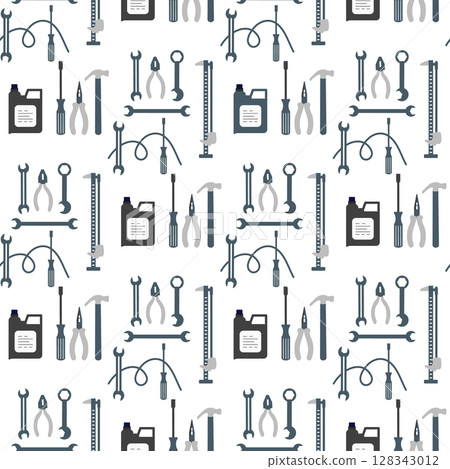 Seamless pattern of mechanic tools and engine oil, ideal for auto repair themes and backgrounds Seamless pattern of mechanic tools and engine oil, ideal for auto repair themes and backgrounds 128343012