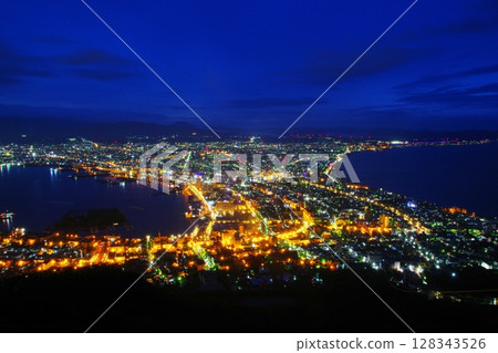 Night view of Hakodate city from the Hakodateyama Observatory with the Shinonome sky in the background Ver1 128343526