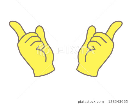 Pointing hand yellow 128343665