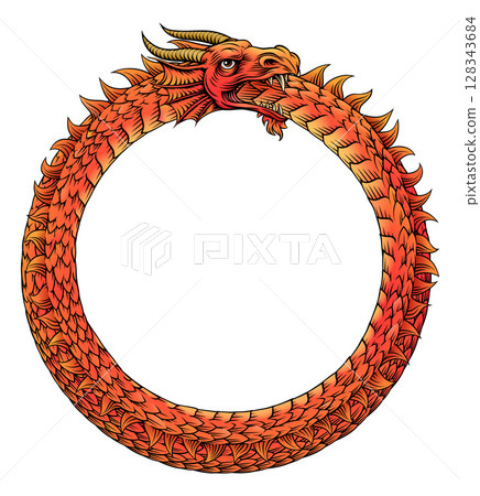 Ouroboros Circle Dragon Eating Circular Tail 128343684