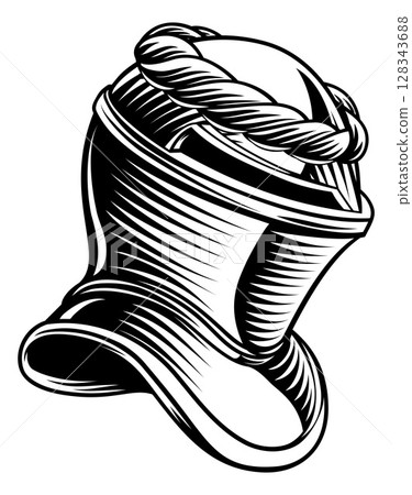 Knight Helm Medieval Helmet Vintage Woodcut Style 128343688
