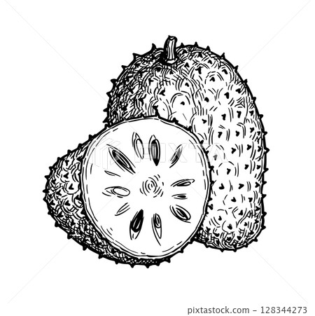 Whole and sliced soursop. Whole and sliced soursop. 128344273