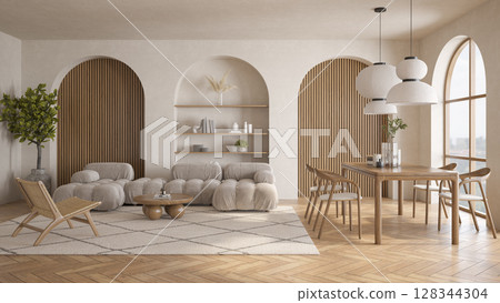 Modern style conceptual interior room 3d illustration Modern style conceptual interior room 3d illustration 128344304