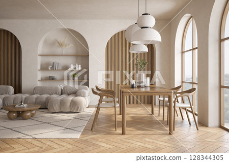 Modern style conceptual interior room 3d illustration 128344305