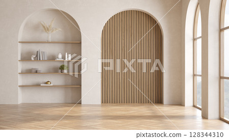Empty modern interior room wabi sabi style 128344310
