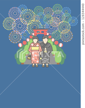 一對情侶看煙火的插圖 128344440