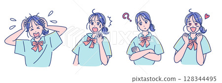 動漫風格的女孩臉部表情集 128344495