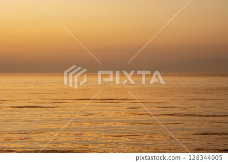 Cloudy summer sunset, Acharavi, Corfu, Greece 128344905