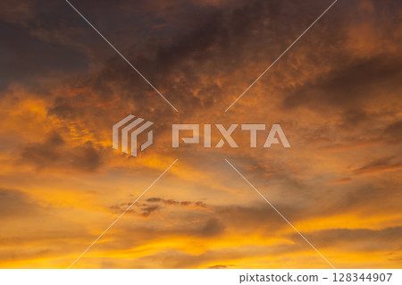 Cloudy summer sunset, Acharavi, Corfu, Greece 128344907