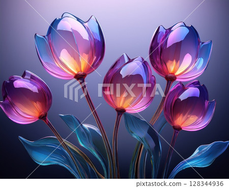 Transparent glass tulip flower 128344936