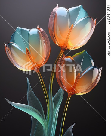 Transparent glass tulip flower 128344937
