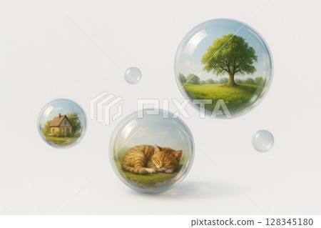 Cozy mini worlds in transparent bubbles. 128345180