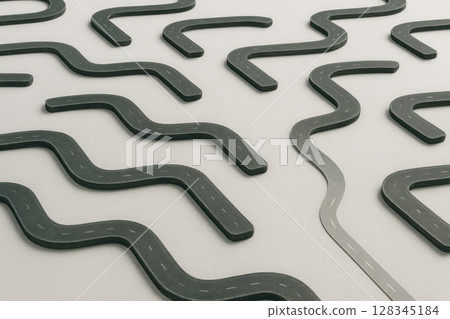 Tangled asphalt roads and one flat path. Tangled asphalt roads and one flat path. 128345184