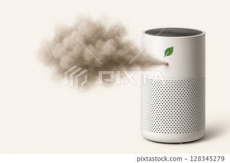 An air purifier that emits dirty smoke. Space for text. 128345279