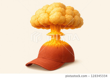 A nuclear explosion from cauliflower in a cap. Space for text. 128345334