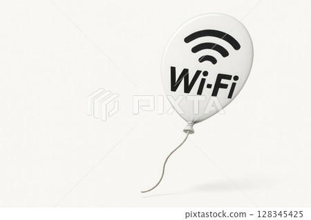 Balloon with Wi-Fi logo. Space for text. 128345425