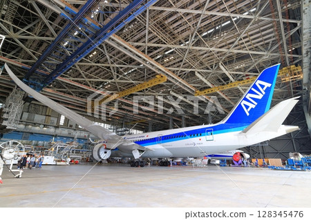 [Tokyo] Airplane in maintenance yard 128345476