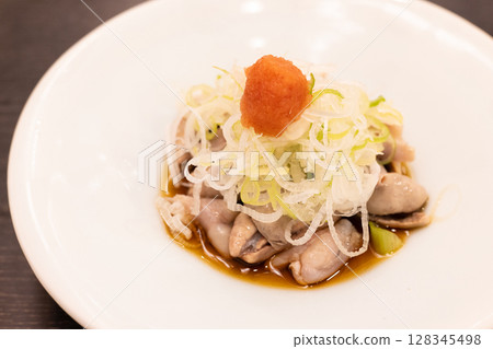 Delicious eel liver with ponzu sauce 128345498