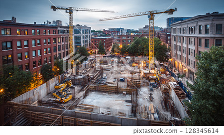 正在施工的建築工地圖片 128345614