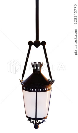 Vintage hanging lamp electrical classic lantern isolated on white background with clipping path Vintage hanging lamp electrical classic lantern isolated on white background with clipping path 128345779