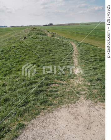View from the top of the West Kennet Long Barrow, Wiltshire View from the top of the West Kennet Long Barrow, Wiltshire 128345925