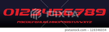 Font Logo Numbers Numeric Alphabet Typography Design Vector Type Typeface. Slanted racing digits with sharp speed energy for car numbers, sports jersey, fast dynamic overlays, tournament titles Font Logo Numbers Numeric Alphabet Typography Design Vector Type Typeface. Slanted racing digits with sharp speed energy for car numbers, sports jersey, fast dynamic overlays, tournament titles 128346034