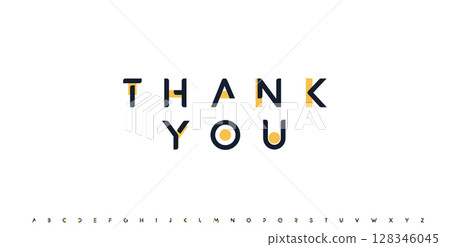 Thank you lettering, inspirational quote, motivational phrase. Futuristic geometric alphabet logo font. Vector illustration Thank you lettering, inspirational quote, motivational phrase. Futuristic geometric alphabet logo font. Vector illustration 128346045