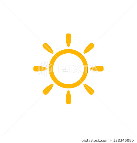 Sun Logo With Hollow Center And Petal Rays. Great For Summer Branding, Vacation Projects, June-July Weather Logos, And Nature-Based Identities. Vector Illustration. 128346090