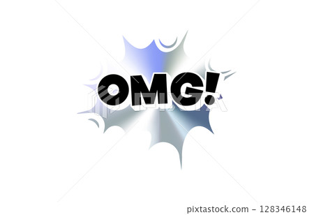 OMG Comic Style Sticker with Chromic Holograph Gradient Burst. Bold Internet Reaction in Pop Bubble Design for Chat, Emoji Expression, Fun Label or Badge Use. Vector Illustration. OMG Comic Style Sticker with Chromic Holograph Gradient Burst. Bold Internet Reaction in Pop Bubble Design for Chat, Emoji Expression, Fun Label or Badge Use. Vector Illustration. 128346148