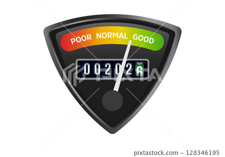 Performance Level Gauge With 2026 Countdown, Business Meter Reaching Green Zone, Symbol Of Progress, Success, Readiness For Next Year. Vector Illustration. 128346195