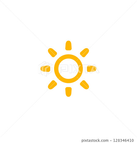 Sunflower Sun Icon With Ring. Great For Summer Vacations, July Heat, June Holidays, And Weather Signs. Looks Like Yellow Flower Or Bright Sun. Vector Illustration 128346410