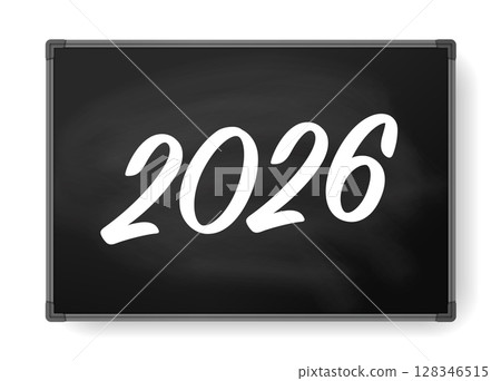 Chalkboard 2026 White Handwritten Text for School Calendar, Back to Education Season, Classroom Schedule, Academic New Year Design, Teaching and Learning Theme. Vector Illustration. Chalkboard 2026 White Handwritten Text for School Calendar, Back to Education Season, Classroom Schedule, Academic New Year Design, Teaching and Learning Theme. Vector Illustration. 128346515