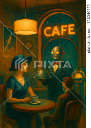 young woman in a cafe 128346553