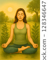 beautiful pregnant woman practicing yoga in the park 128346647