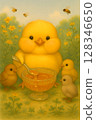 little chickens in a glass bowl with fresh herbs 128346650