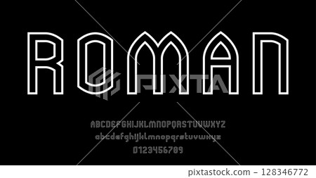 Set of alphabets font letters and numbers modern abstract outline design vector illustration 128346772