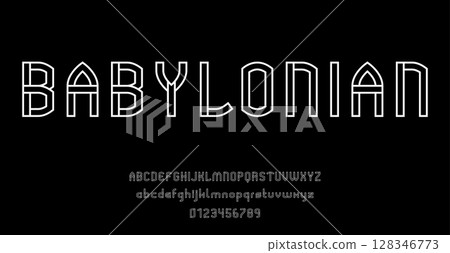 Set of alphabets font letters and numbers modern abstract outline design vector illustration 128346773