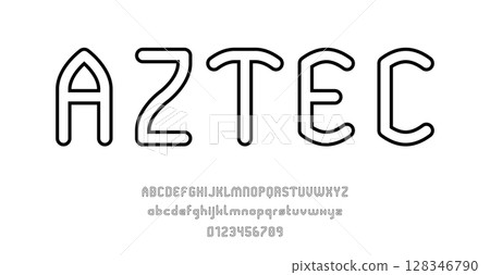 Set of alphabets font letters and numbers modern abstract outline design vector illustration 128346790