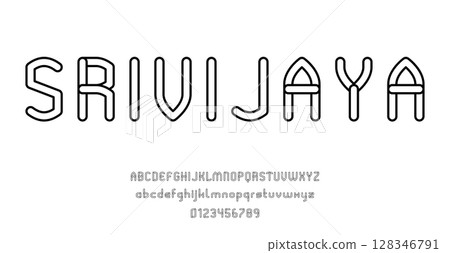 Set of alphabets font letters and numbers modern abstract outline design vector illustration 128346791