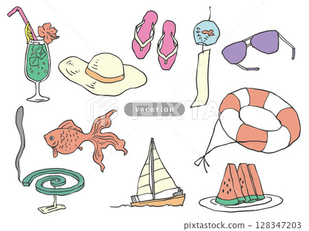 自然素描風格夏季插畫集 128347203