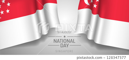 Singapore happy national day greeting card, banner with template text vector illustration 128347377