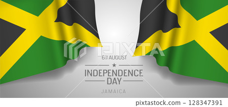 Jamaica happy independence day greeting card, banner with template text vector illustration 128347391