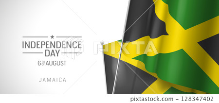 Jamaica happy independence day greeting card, banner vector illustration 128347402