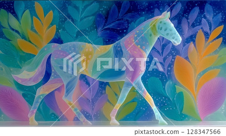 Stained Glass - Horse 128347566