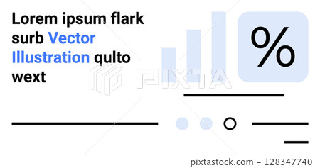 Graph bars, percentage symbol, text, horizontal lines. Ideal for data analysis, business growth, statistics, finance, report generation, visual content, modern design Landing page 128347740