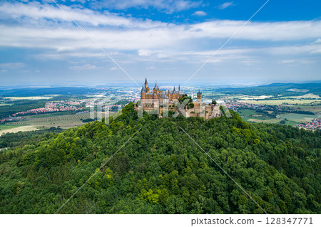 Hohenzollern Castle, Germany, it is located atop Mount Hohenzollern. 128347771