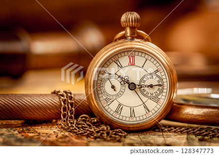 Vintage still life Antique pocket watch. Vintage still life Antique pocket watch. 128347773