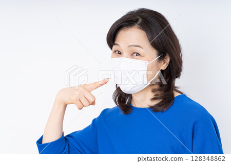 戴著口罩的中年婦女 128348862